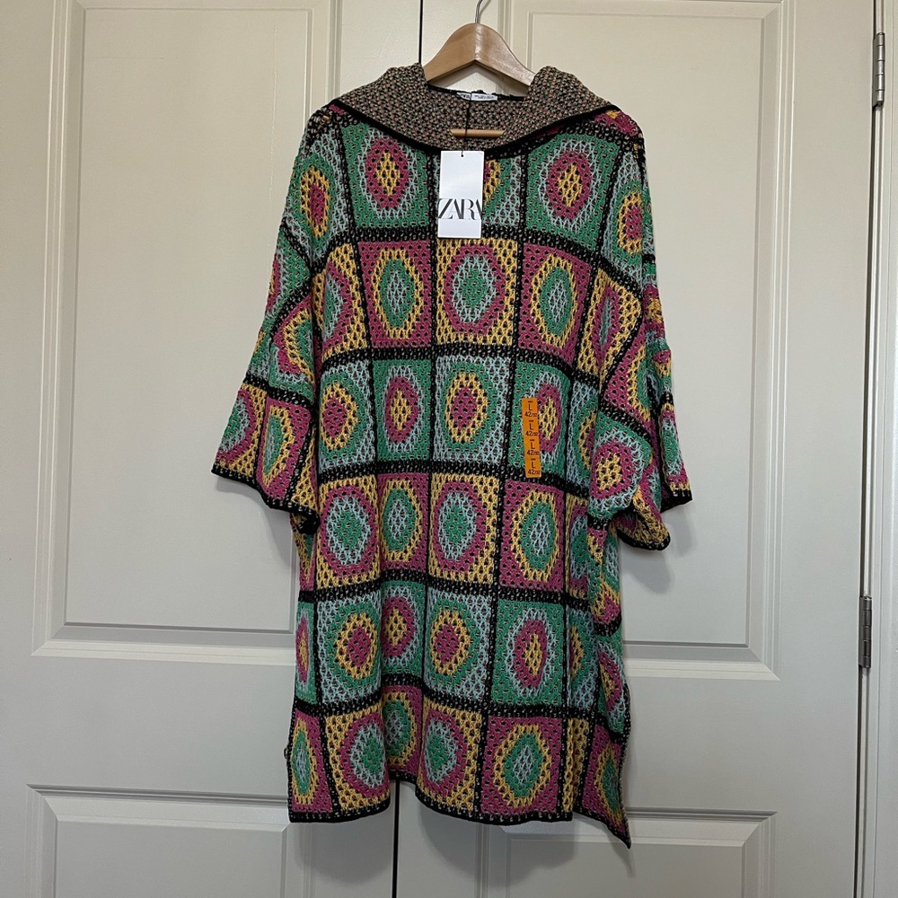 Zara Multicolor Knit Poncho